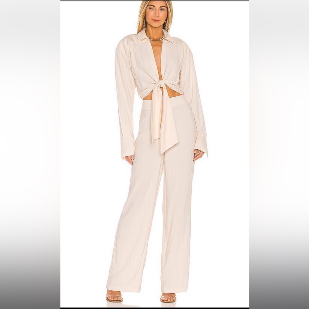 L’Academie Liana Jumpsuit in Beige, Size Small
